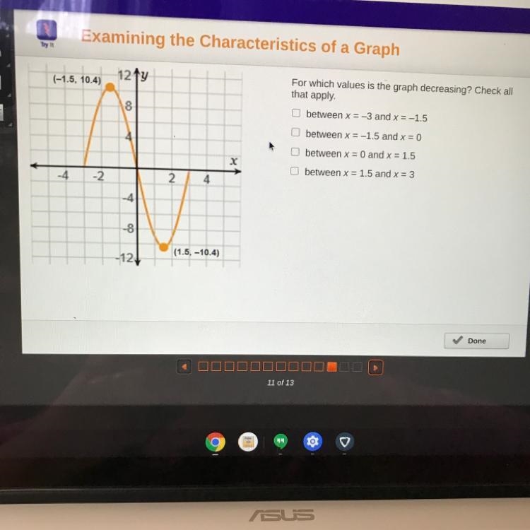 Try it 12ty (-1.5, 10.4) For which values is the graph decreasing? Check all that-example-1