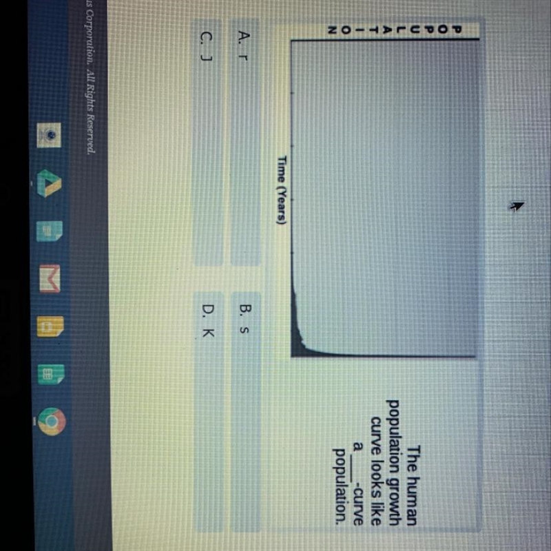 The human population growth curve looks like a -curve population. Please help!!!-example-1