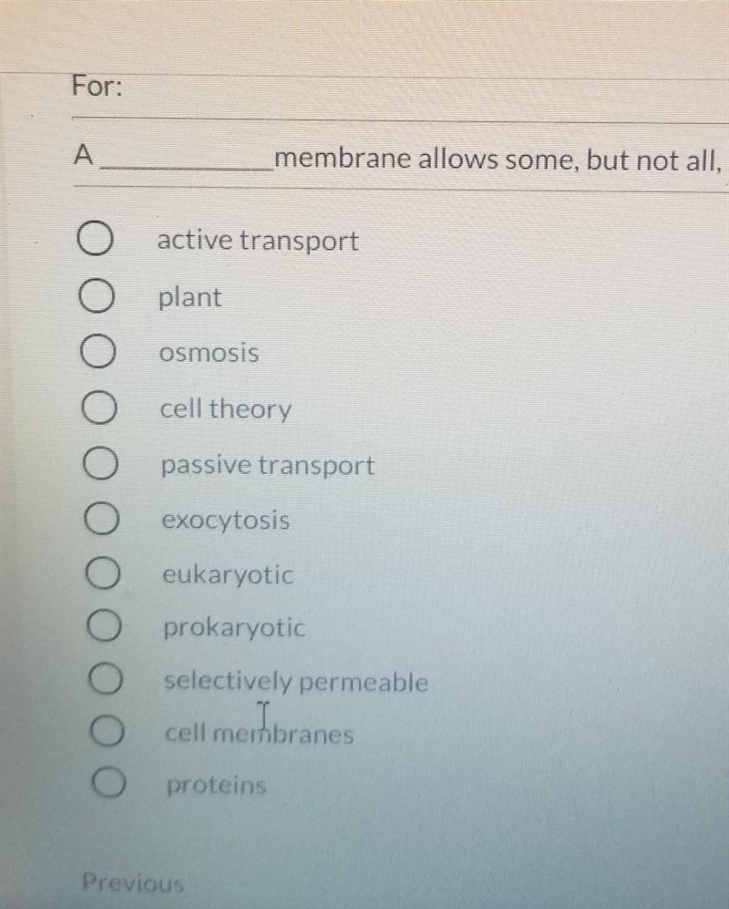 A ______ Membrane allows some, molecules to cross​-example-1