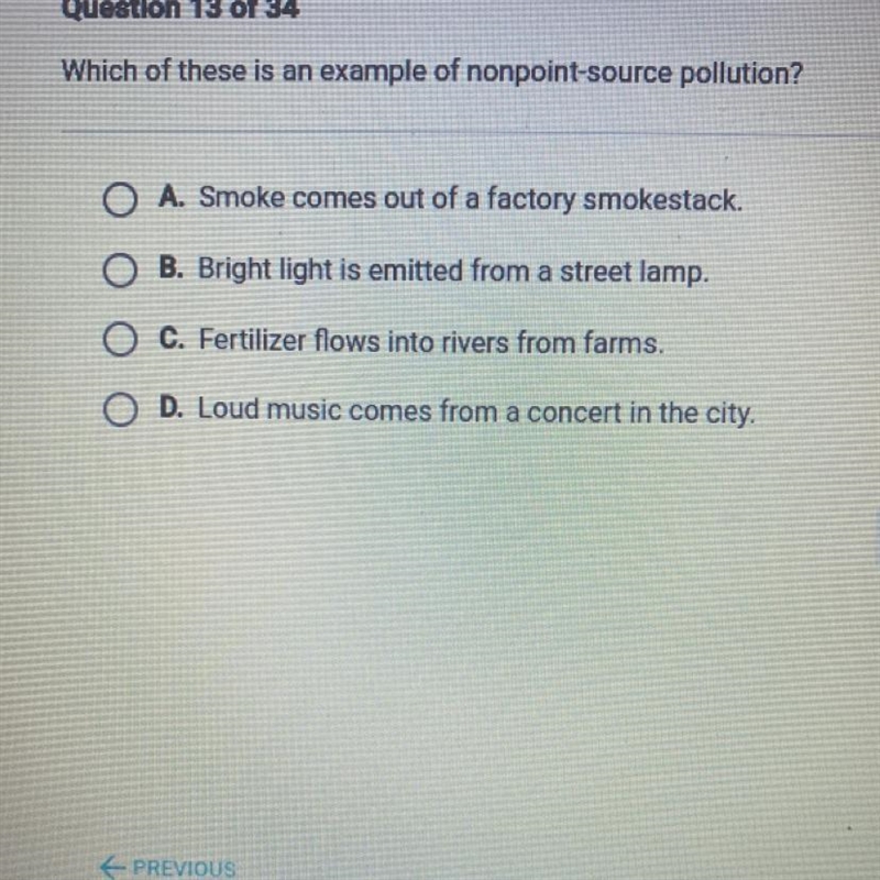 Which of these is an example of nonpoint-source pollution?-example-1