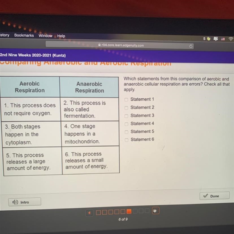 Which statements from this comparison of aerobic and anaerobic cellular respiration-example-1