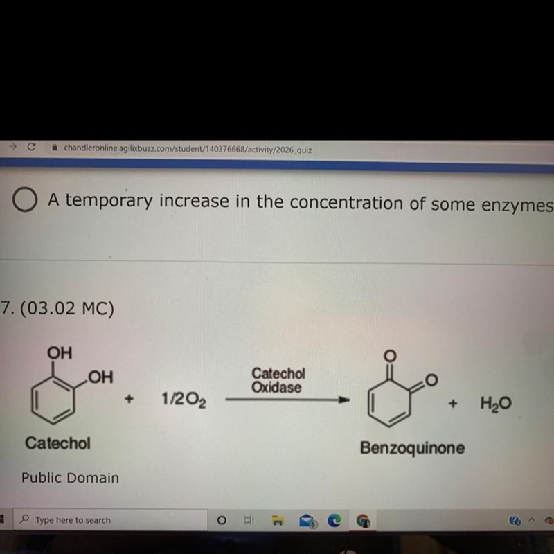 The browning of potatoes on contact with oxygen is caused by the enzyme reaction depicted-example-1