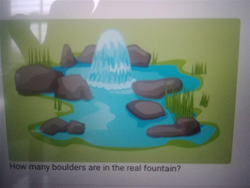 Here is a scale model of a fountain at a Museum. The scale is 1:30. How many boulders-example-1