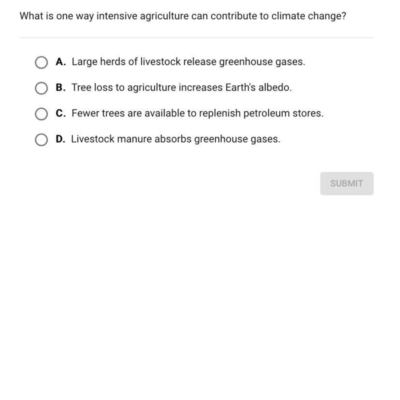 What is one way intensive agriculture can contribute to climate change?-example-1