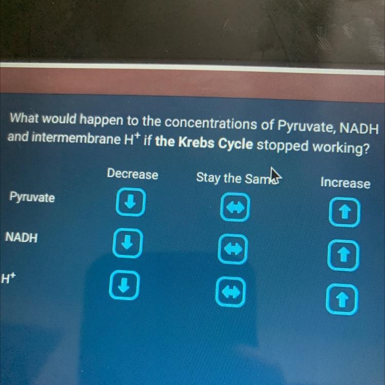 Happen if the concentrations of NADH if the Krebs cycle stops working￼-example-1