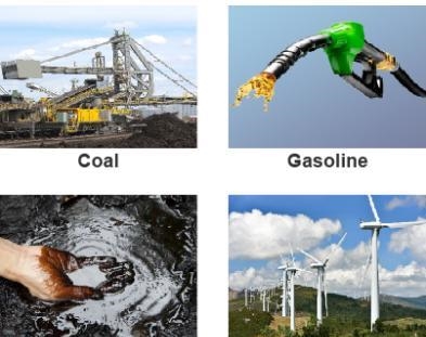 Which resource produces the cleanest energy? coal gasoline oil wind-example-1