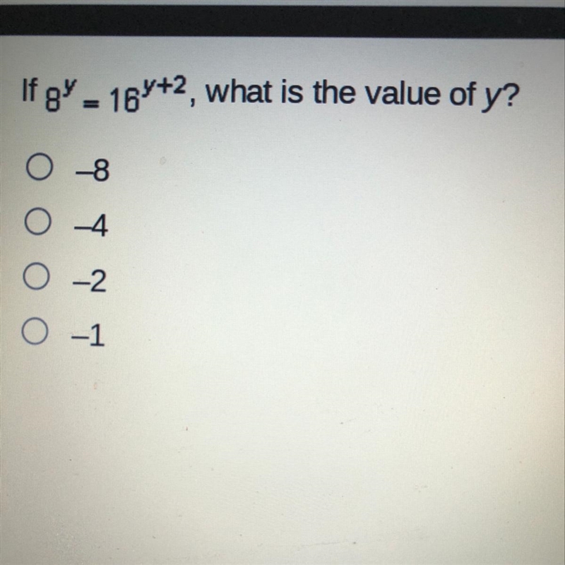 If 8^y=16^y+3, what is the values of y ?-example-1