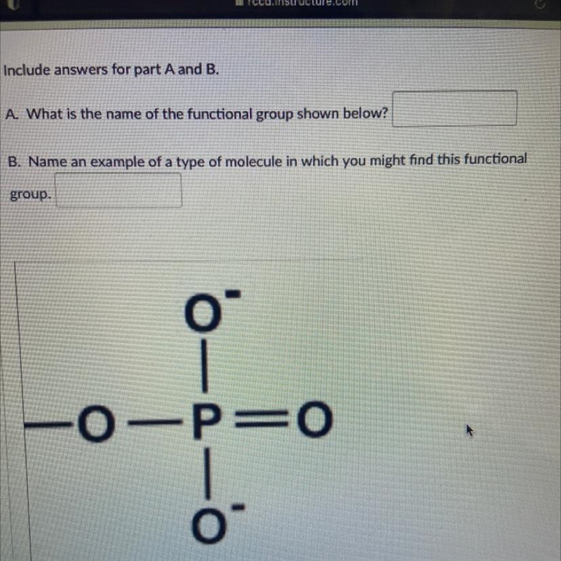 Include answers for part A and B. A. What is the name of the functional group shown-example-1