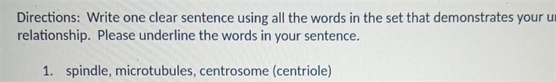 write one clear sentence using all the words in the set that demonstrates your understanding-example-1