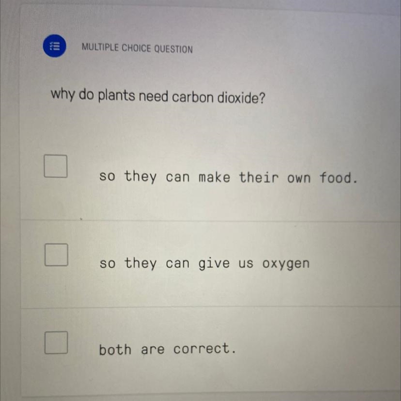 PLZ HELP!!! why do plants need carbon dioxide?-example-1