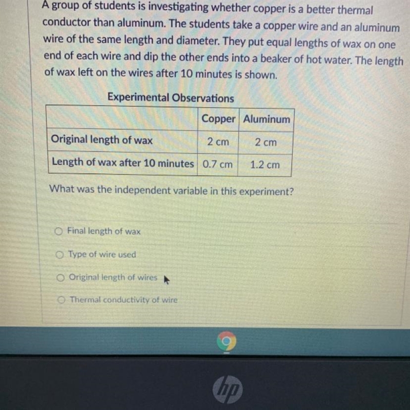 What was the independent variable in this experiment? Help-example-1