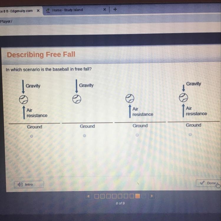 In which scenario is the baseball in free fall? HELP PLEASE-example-1