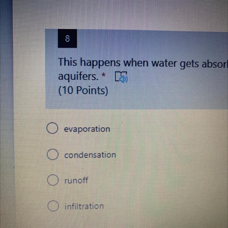 This happens when water gets absorbed into the ground and gets stored in the underwater-example-1