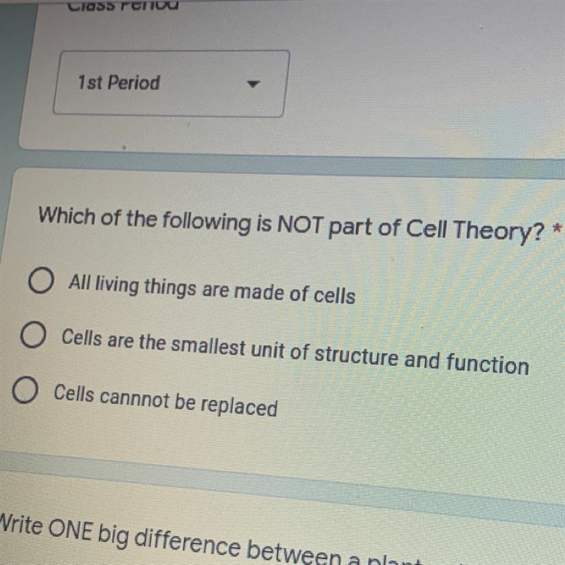 Which of the following is NOT part of the Cell Theory?-example-1