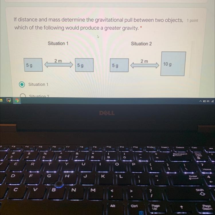 HELP which would produce greater gravity?-example-1