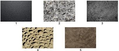 Look at the images of different rocks. Which two rocks have a fine-grained texture-example-1