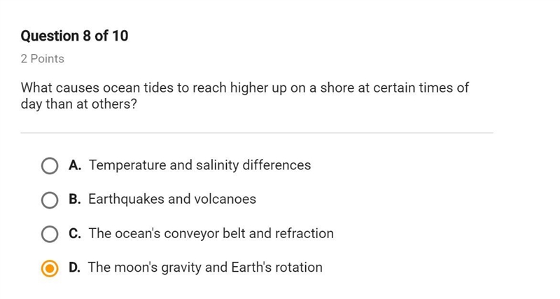 What causes ocean tides to reach higher up on a shore at certain of day than at others-example-1