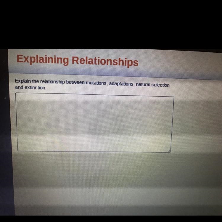 Explain the relationship between mutations adaptations, natural selection and extinction-example-1