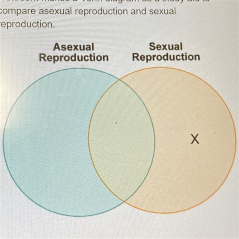 A student makes a Venn diagram as a study aid to compare asexual reproduction and-example-1