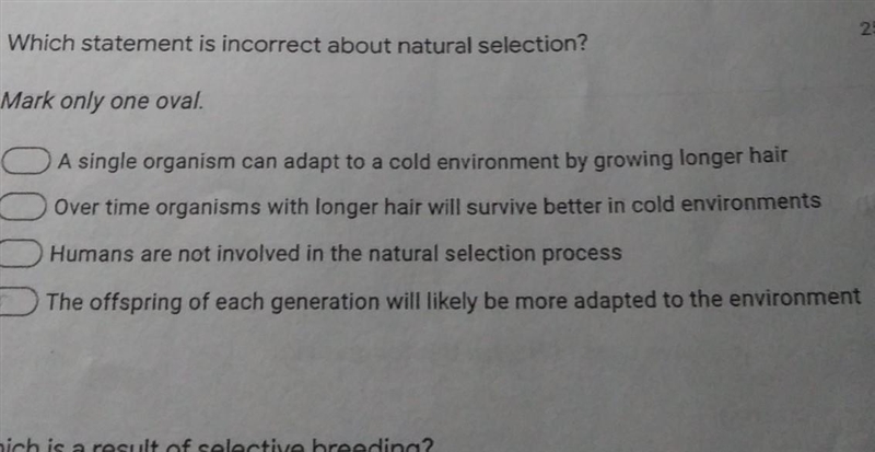 Which statement is incorrect about natural selection?​-example-1