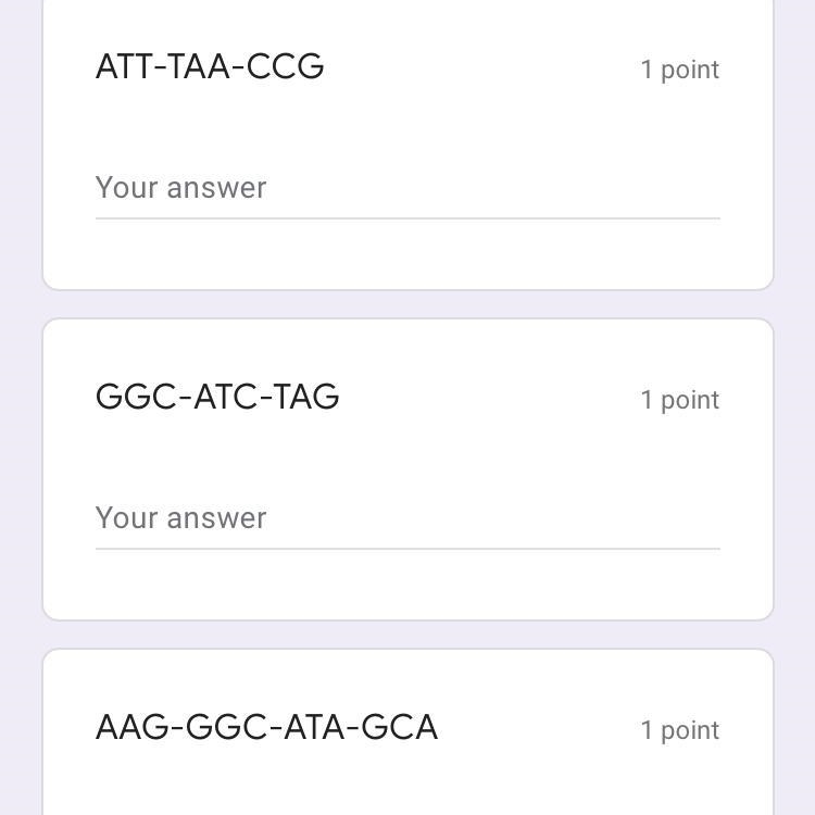 Create the complimentary strand of DNA (A-T, G-C) Please help me!!!!!!-example-1