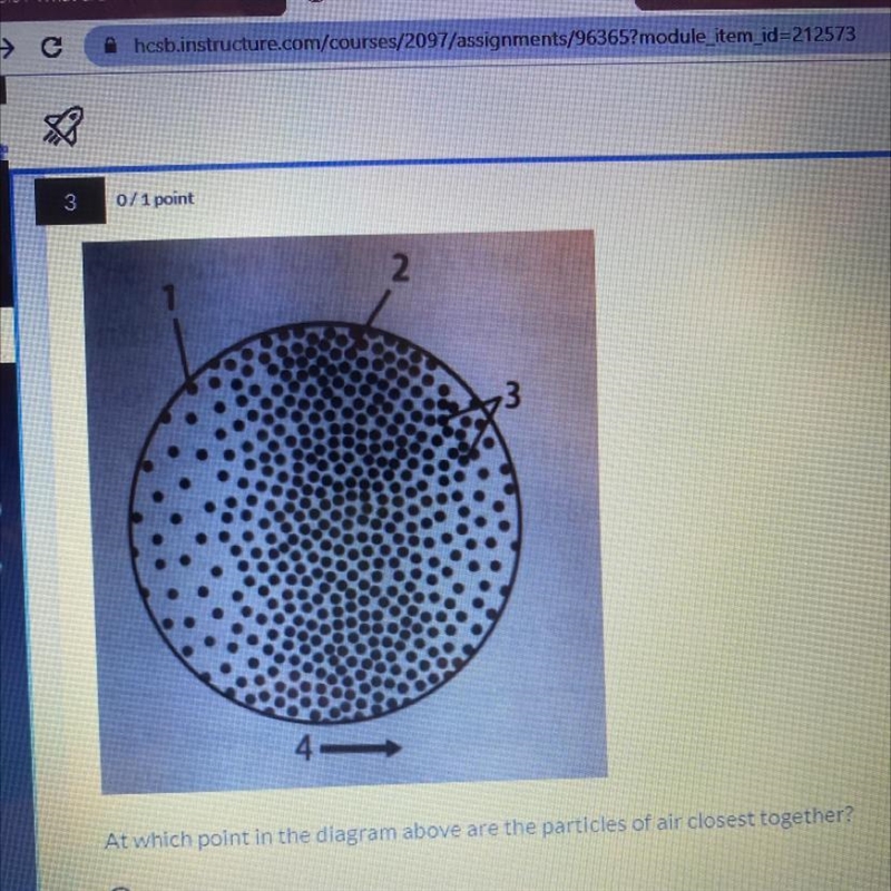 At which point in the diagram above are particles of air closest together?-example-1