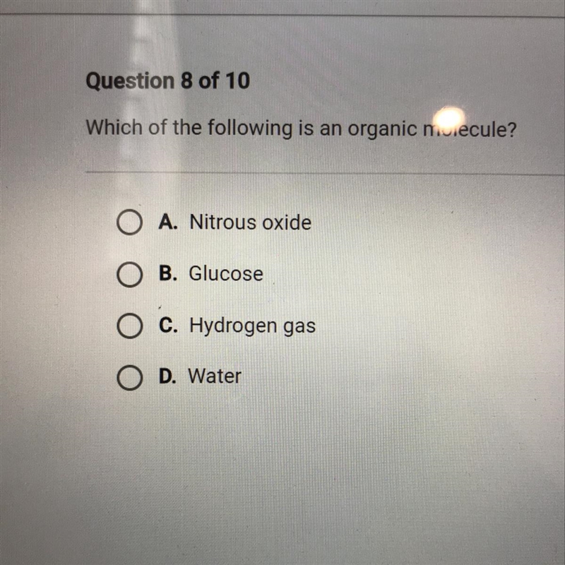 Which of the following is an organic molecule?-example-1