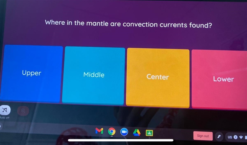 Where in the mantle are convection currents found?￼ (Please help!)-example-1