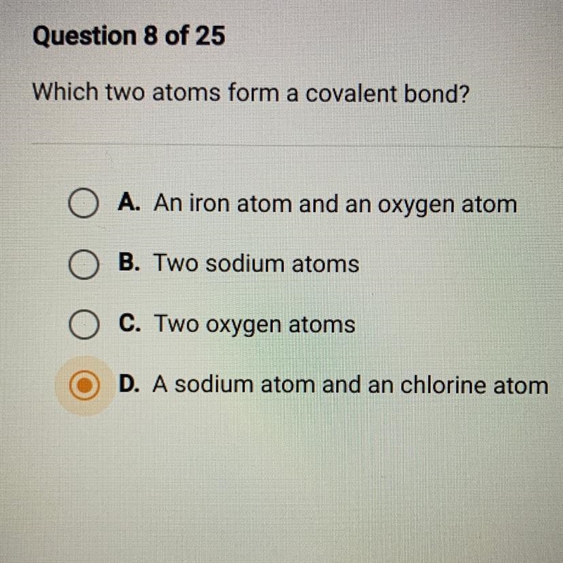 Which two atoms form a covalent bond?-example-1