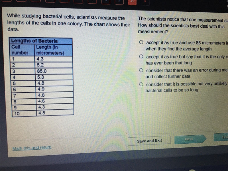 While studying bacterial cells, scientists measure the lengths of the cells in one-example-1