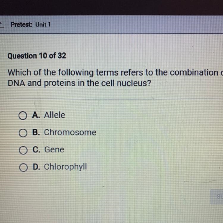 Which of the following terms refers to the combination of DNA and proteins in the-example-1