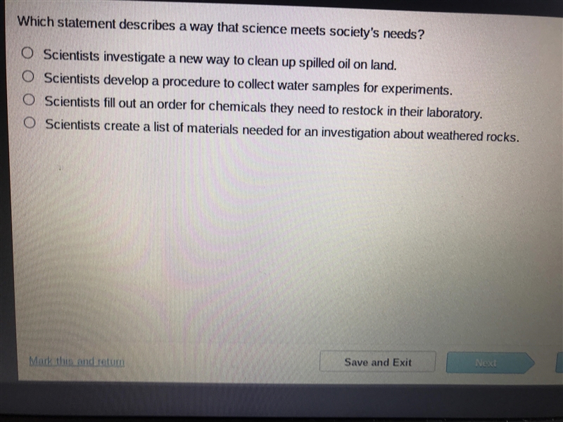 QUICK help me! Which statement describes a way that science meets society’s needs-example-1