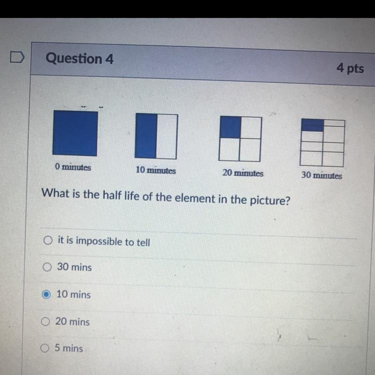 PLEASE HELP. What is the half life of the element in the picture?-example-1