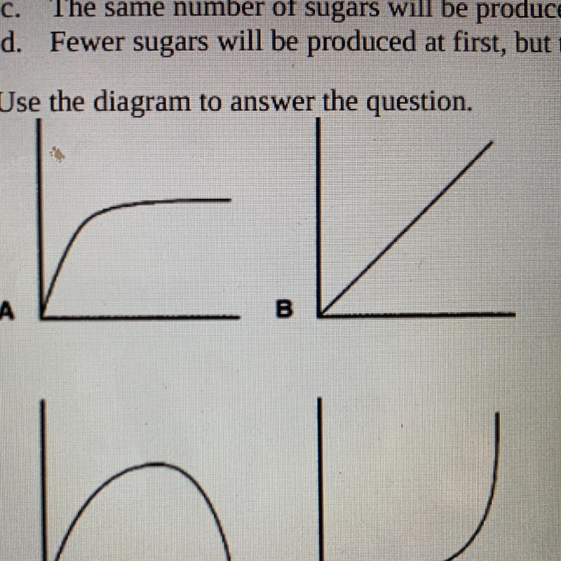 Imagine that y-axis of each graph describes the rate of photosynthesis. Which of the-example-1