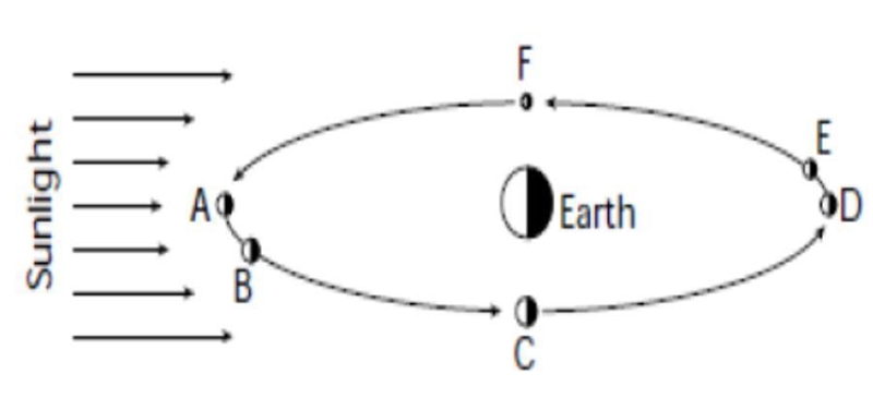 Using the picture, in what position (A or D) must the moon be to cause a solar eclipse-example-1