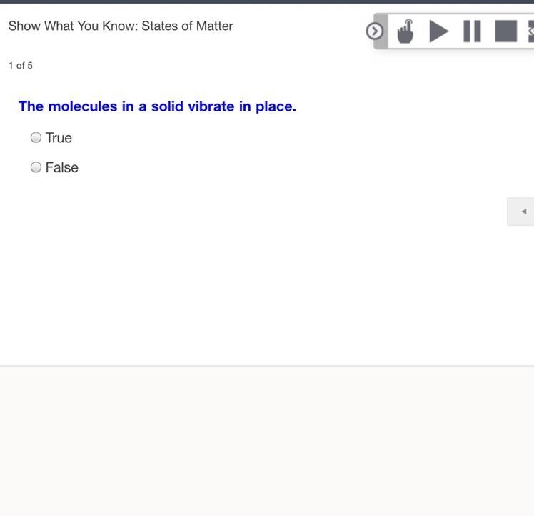 The molecules in a solid vibrate in place.-example-1