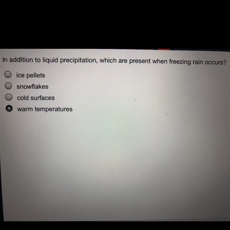 In addition to liquid precipitation, which are present when freezing rain occurs?-example-1