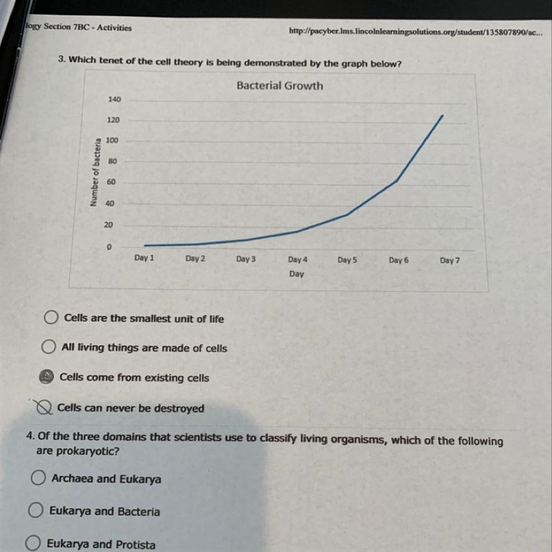 3. Which tenet of the cell theory is being demonstrated by the graph below? O Cells-example-1