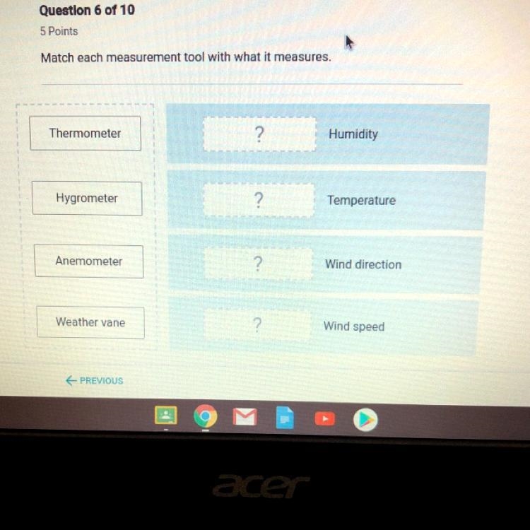 Match each measurement tool with what it measures-example-1