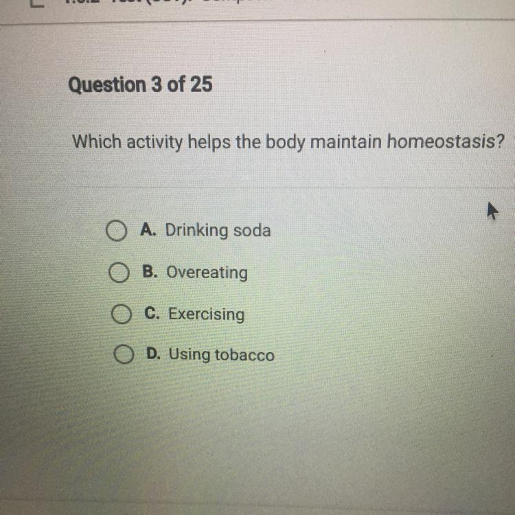 Which activity helps the body maintain homeostasis?-example-1