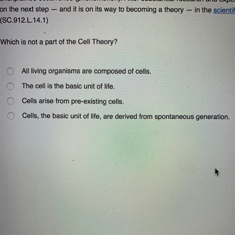 Which is not a part of the cell theory?-example-1