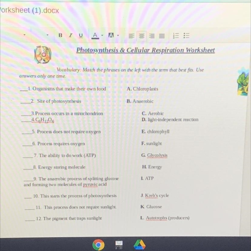 Vocabulary: match the phrases on the left with the term that best fits. use answers-example-1