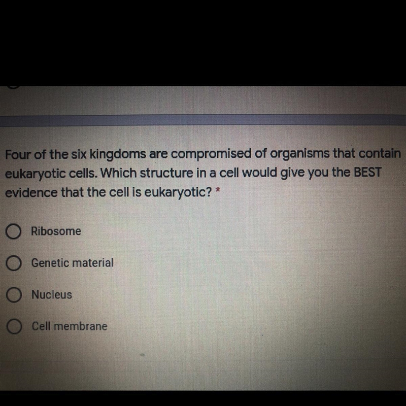 Four of the six kingdoms are compromised of organisms that contain eukaryotic cells-example-1