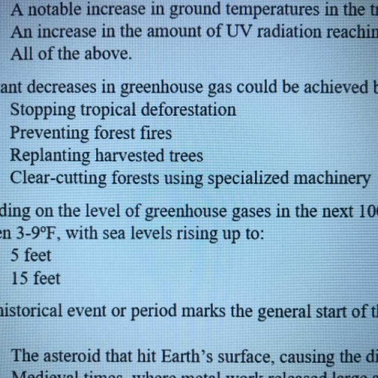 37. Important decreases in greenhouse gas could be achieved by all the following EXCEPT-example-1