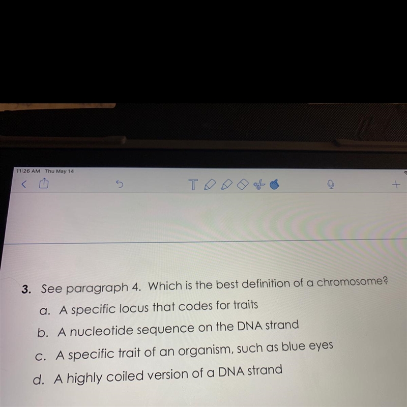 What is the best definition of a chromosome? Based on the picture provided above :)-example-1