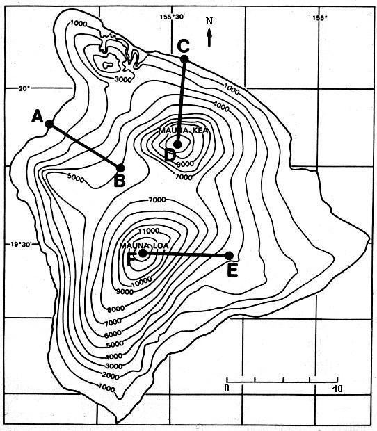 A topographic map is shown below. Six different points are labeled (A, B, C, D, E-example-1