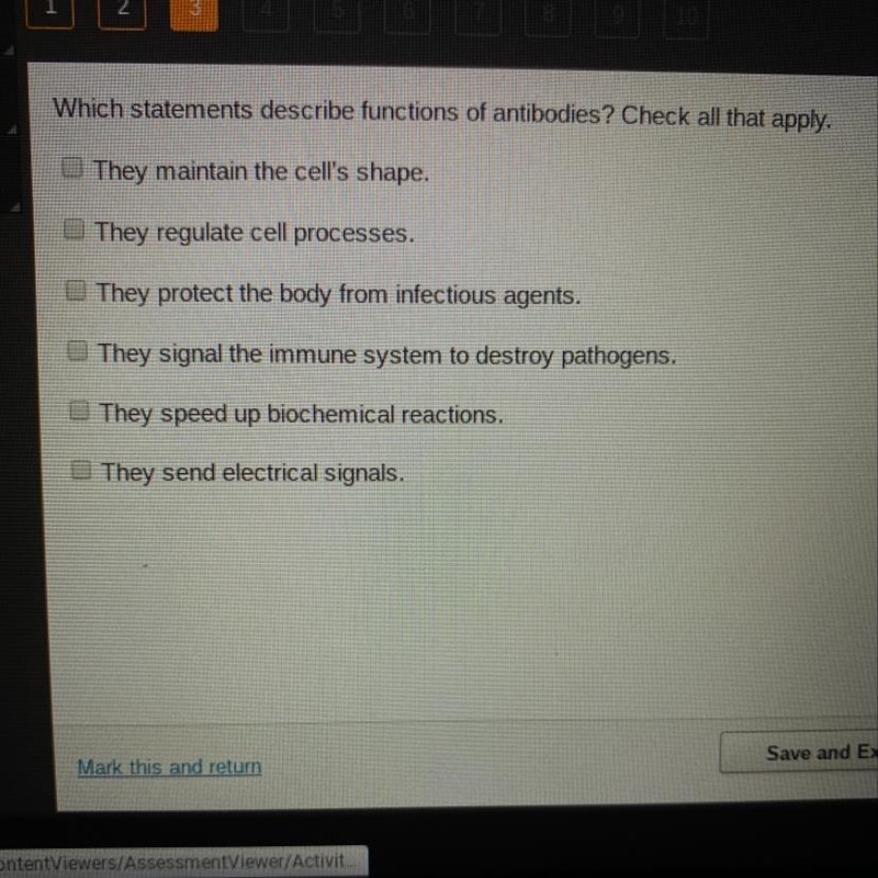 Which statements describe functions of antibodies?-example-1