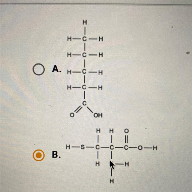 Which of the following shows an unsaturated fatty Acid? Out of those two-example-1