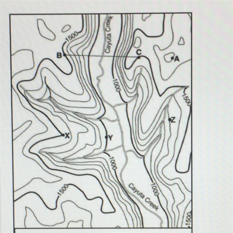 What is the elevation of point C 1400 ft 1500ft 1600ft 1700ft topographic maps-example-1