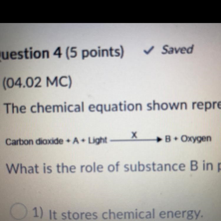 What is the role of substance B in photosynthesis-example-1